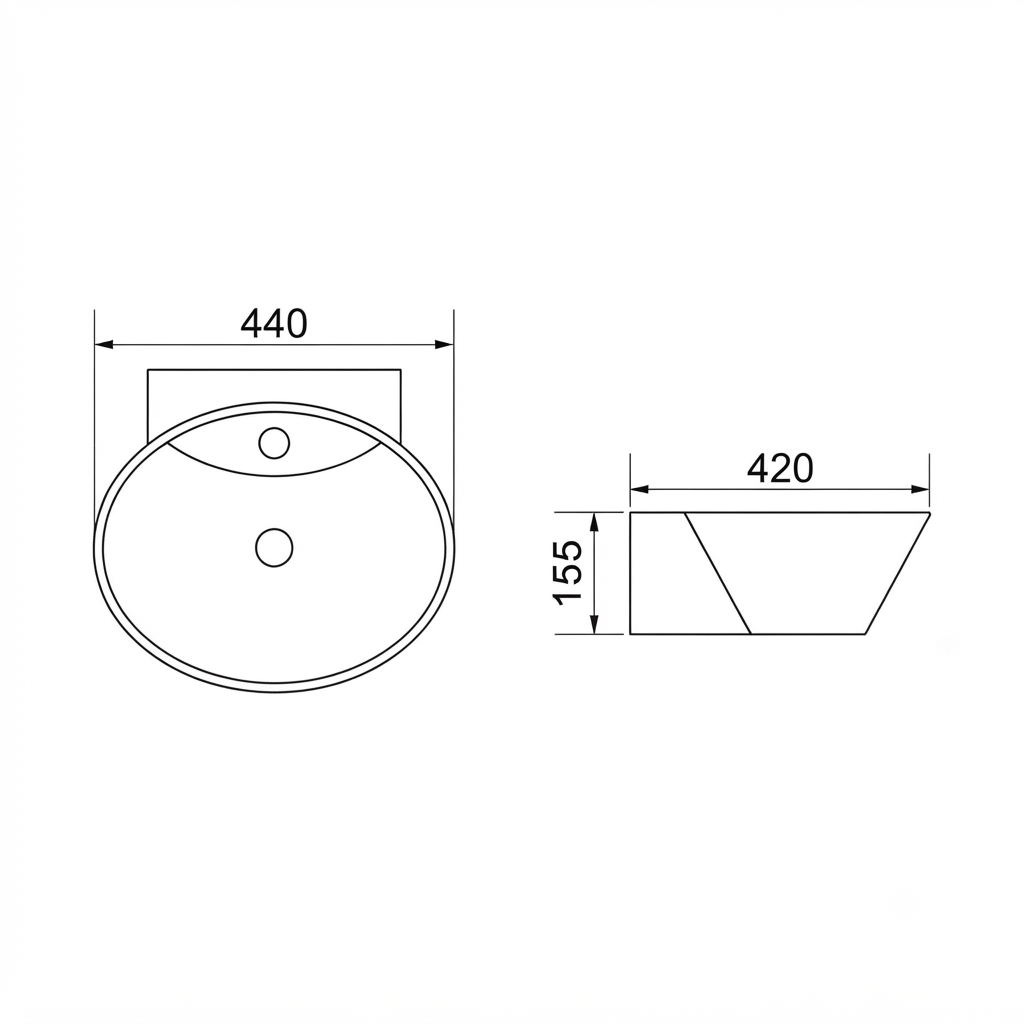 DOCASA K95 440mm Ceramic White Counter Top Basin | Modern Wash Sink for Bathroom & Bilik Air