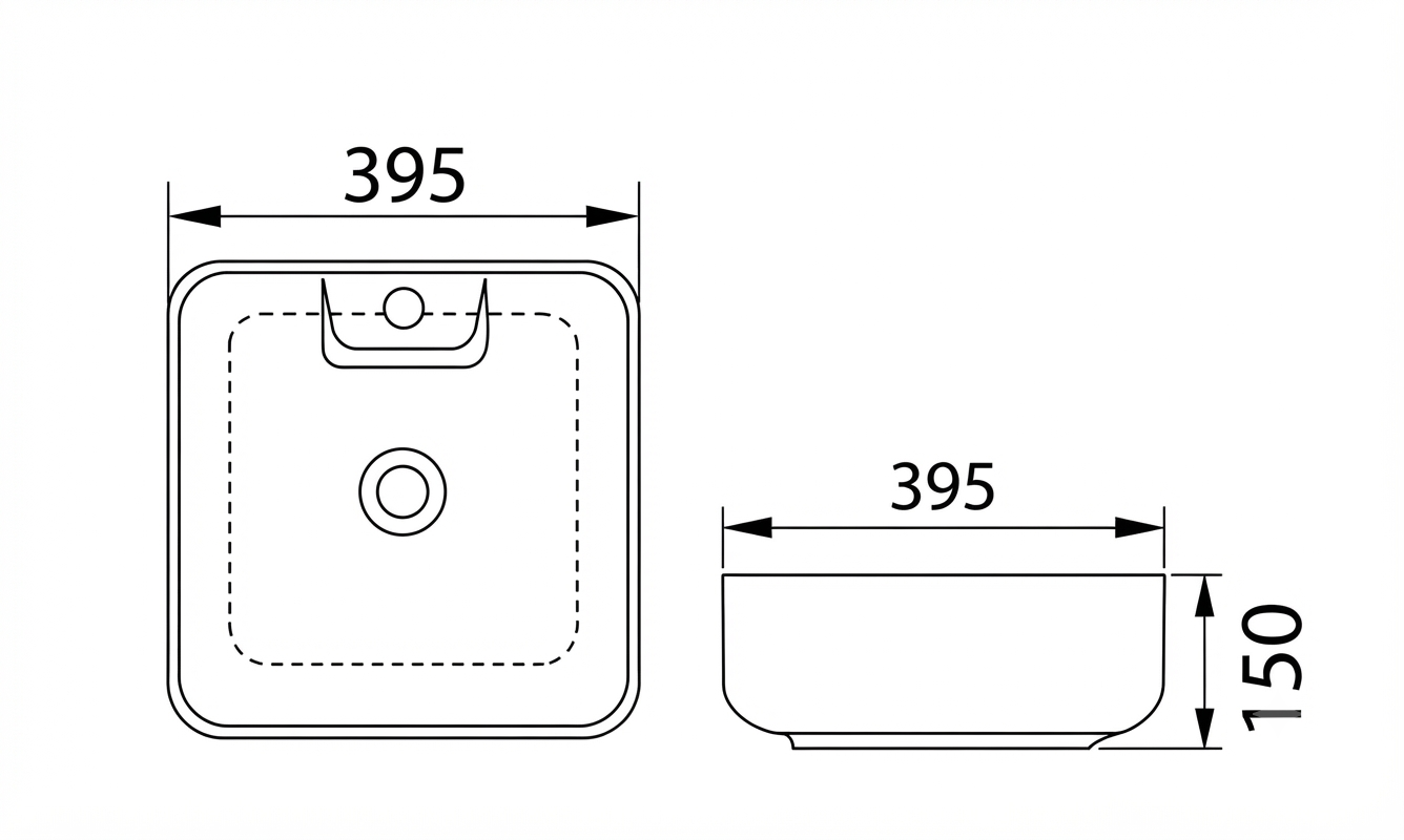 DOCASA 1091A 395mm Ceramic White Counter Top Basin | Modern Wash Sink for Bathroom & Bilik Air