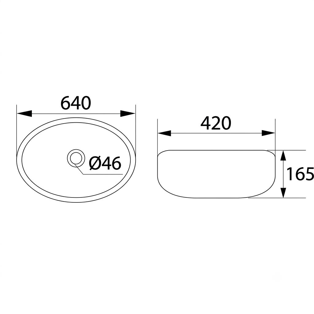 DOCASA K254 640mm Ceramic White Counter Top Basin Sinki Tandas Bilik Mandi For Bathroom,Dining Area, And Outdoor Murah
