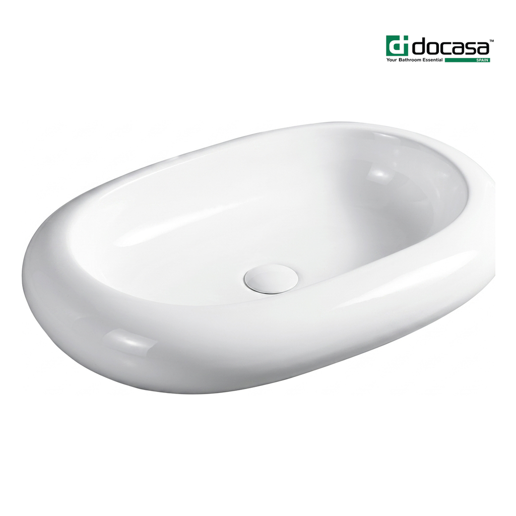 DOCASA 243A 640mm Ceramic White Counter Top Basin Sinki Tandas Bilik Mandi For Bathroom,Dining Area, And Outdoor Murah