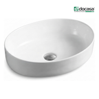DOCASA 1094 510mm Ceramic White Counter Top Basin | Modern Wash Sink for Bathroom & Bilik Air