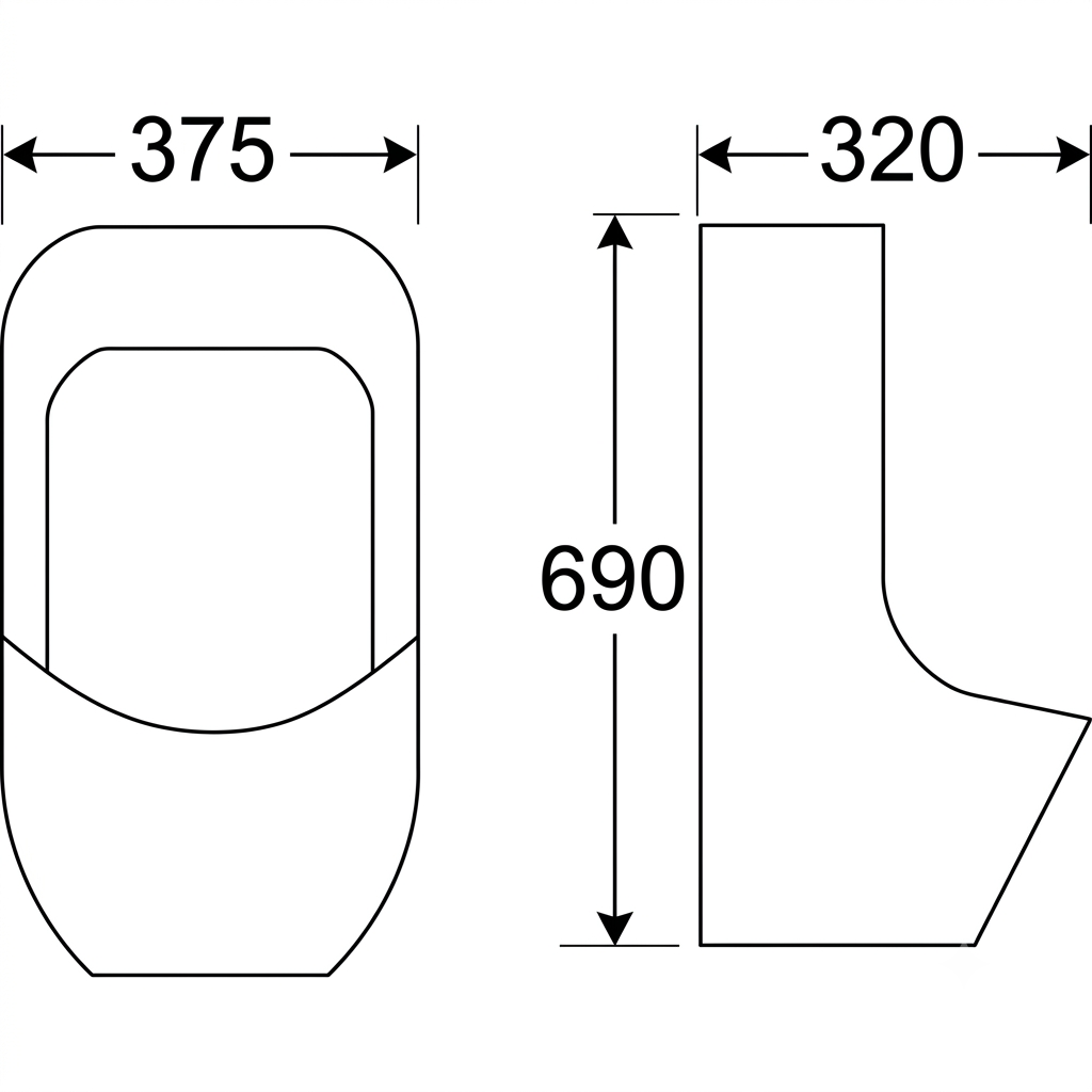 DOCASA WHU110 Wall Hung Urinal Bowl comes with Top Inlet pre-punch flush hole with Exposed Manual Urinal Flush Valve