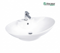 DOCASA 228 645mm Ceramic White Counter Top Basin Sinki Tandas Bilik Mandi For Bathroom, Dining Area, And Outdoor Murah