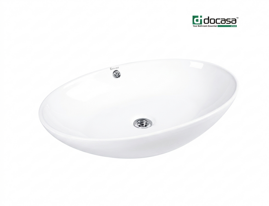 DOCASA K183 630mm Ceramic White Counter Top Basin Sinki Tandas Bilik Mandi For Bathroom,Dining Area, And Outdoor Murah