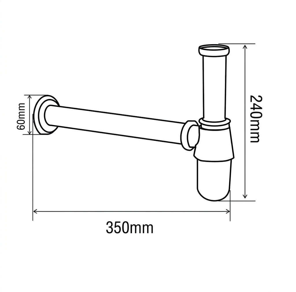 Felice FLE-141GM 350mm 1 1/4 Inch Flat-Bottom Bottle Trap | Gun Metal Finish