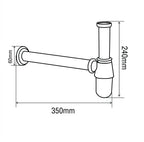 Felice FLE-141GM 350mm 1 1/4 Inch Flat-Bottom Bottle Trap | Gun Metal Finish