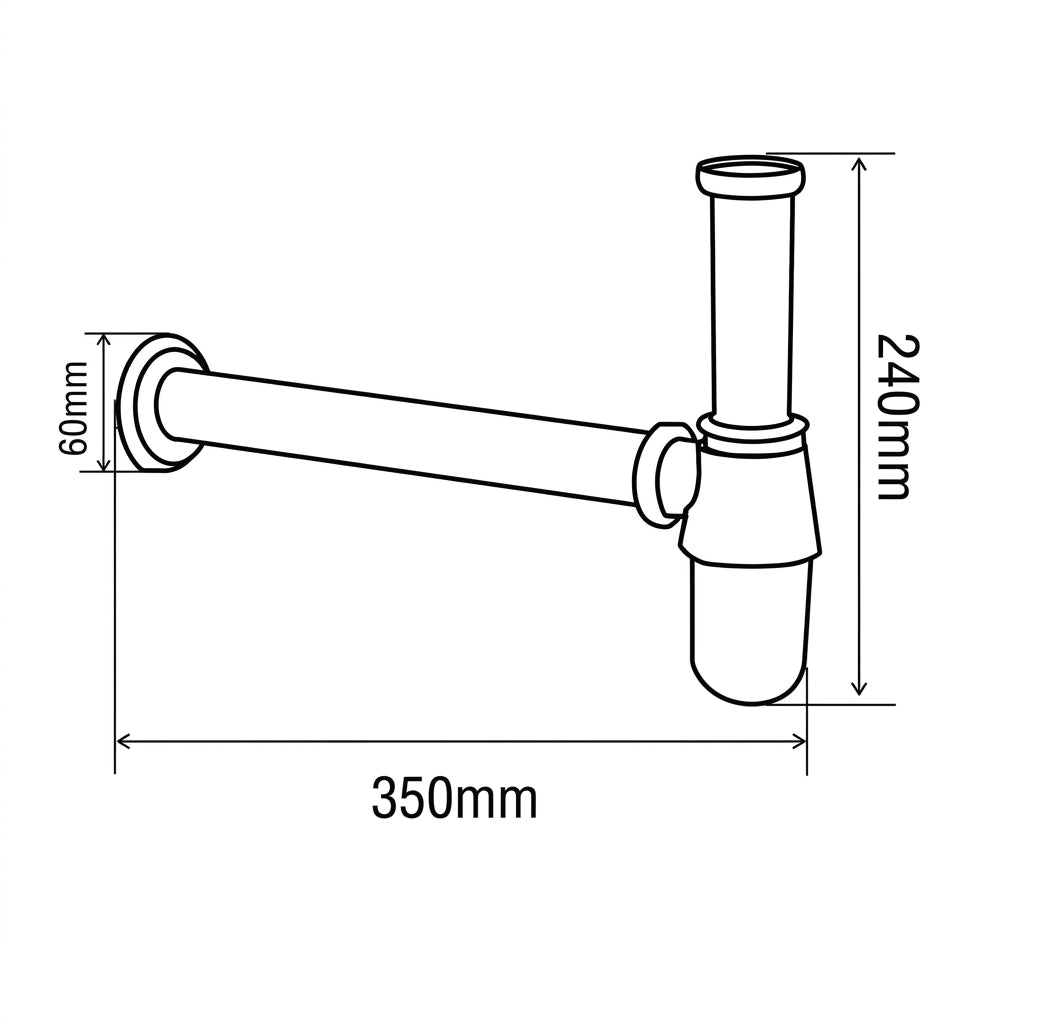 Felice FLE-141GM 350mm 1 1/4 Inch Flat-Bottom Bottle Trap | Gun Metal Finish