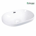 DOCASA 243C 590mm Ceramic White Counter Top Basin Sinki Tandas Bilik Mandi For Bathroom,Dining Area, And Outdoor Murah