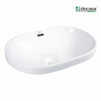 DOCASA 243C 590mm Ceramic White Counter Top Basin Sinki Tandas Bilik Mandi For Bathroom,Dining Area, And Outdoor Murah