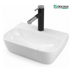 DOCASA K59 420mm Ceramic White Counter Top Basin | Modern Wash Sink for Bathroom & Bilik Air
