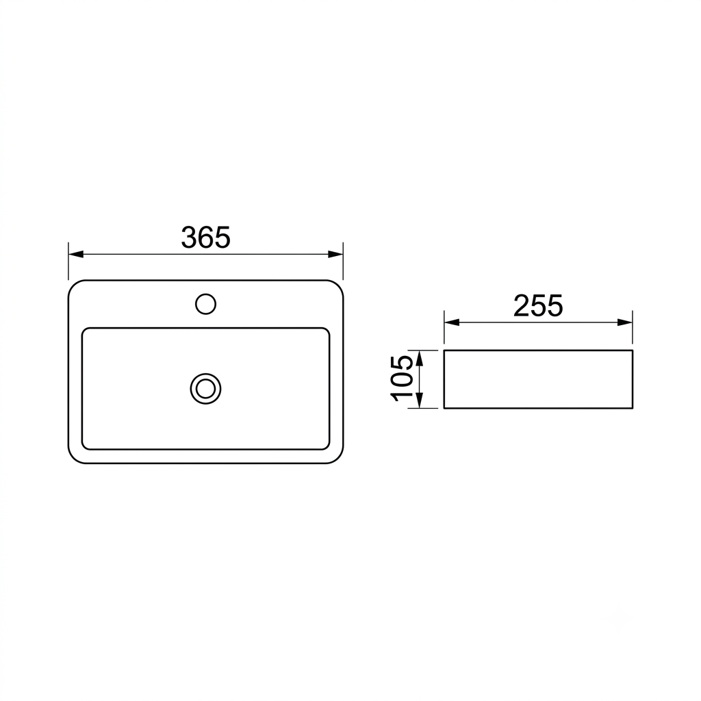 DOCASA K237 400mm Ceramic Counter Top Wall Hung Basin Sinki Tandas Bilik Mandi For Bathroom, Dining Area, And Outdoor