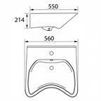DOCASA B660 560mm Handicap & Clinical Ceramic Wash Basin | Versatile Counter Top or Wall Hung with Tap Hole, Overflow & Cap.
