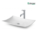 DOCASA 1018 600mm Ceramic White Counter Top Basin | Modern Wash Sink for Bathroom & Bilik Air