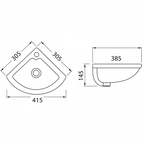 DOCASA B311D 360mm Ceramic Wall Hung Basin Sinki Tandas Bilik Mandi For Bathroom, Dining Area, And Outdoor