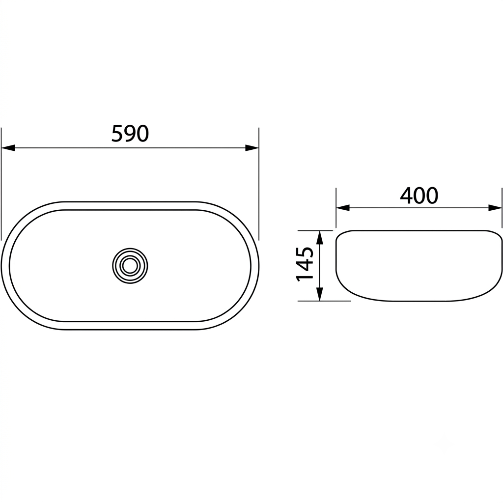 DOCASA 243C 590mm Ceramic White Counter Top Basin Sinki Tandas Bilik Mandi For Bathroom,Dining Area, And Outdoor Murah