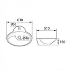 DOCASA 257 630mm Ceramic White Counter Top Basin | Modern Wash Sink for Bathroom & Toilet