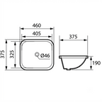 DOCASA 202B 460mm Ceramic White Under Counter Basin Sinki Tandas Bilik Mandi For Bathroom,Dining Area,Outdoor Murah
