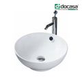 DOCASA 215A 360mm Ceramic White Counter Top Basin | Modern Wash Sink for Bathroom & Toilet