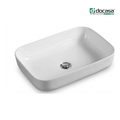 DOCASA 1093 605mm Ceramic White Counter Top Basin | Modern Wash Sink for Bathroom & Bilik Air