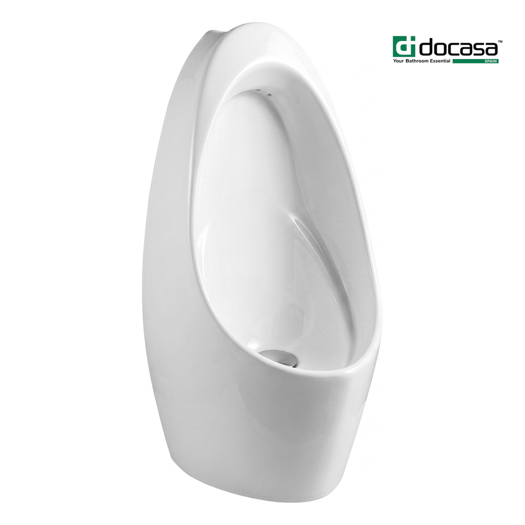 DOCASA WHU109 Wall Hung Urinal Bowl comes with Top Inlet pre-punch flush hole with Exposed Manual Urinal Flush Valve