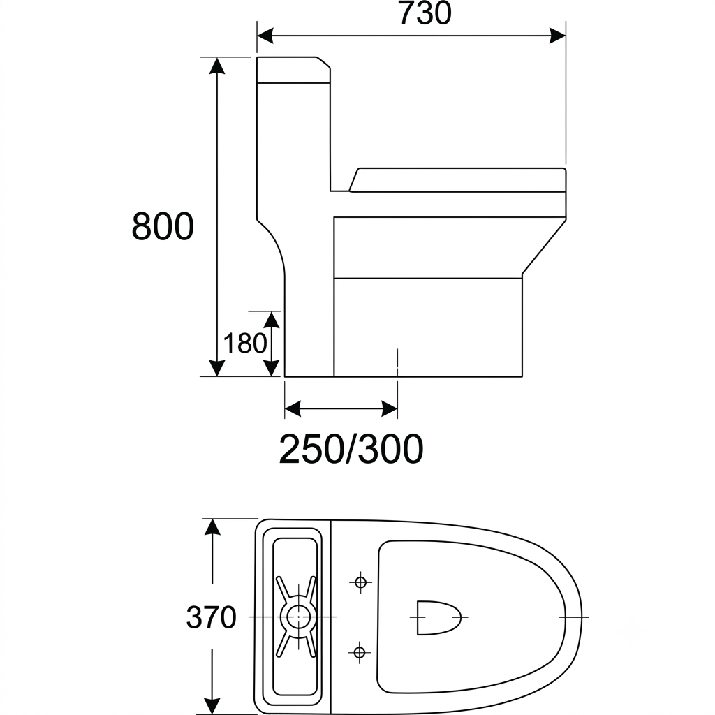 Docasa A890 P-trap 180mm S-Trap 250mm 300mm Bathroom One Piece Rimless Washdown WC Water Closet 1 Piece Jamban Duduk