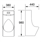 DOCASA URL559 Stall Urinal Bowl comes with Top Inlet pre-punch flush hole with Exposed Manual Urinal Flush Valve