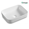 DOCASA 1092 495mm Ceramic White Counter Top Basin | Modern Wash Sink for Bathroom & Bilik Air