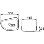 DOCASA 3179 550mm Ceramic White Counter Top Basin Sinki Tandas Bilik Mandi For Bathroom,Dining Area, And Outdoor Murah