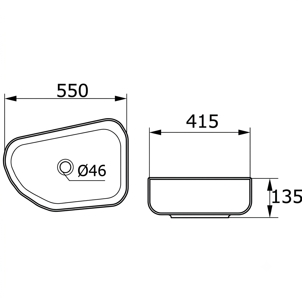 DOCASA 3179 550mm Ceramic White Counter Top Basin Sinki Tandas Bilik Mandi For Bathroom,Dining Area, And Outdoor Murah