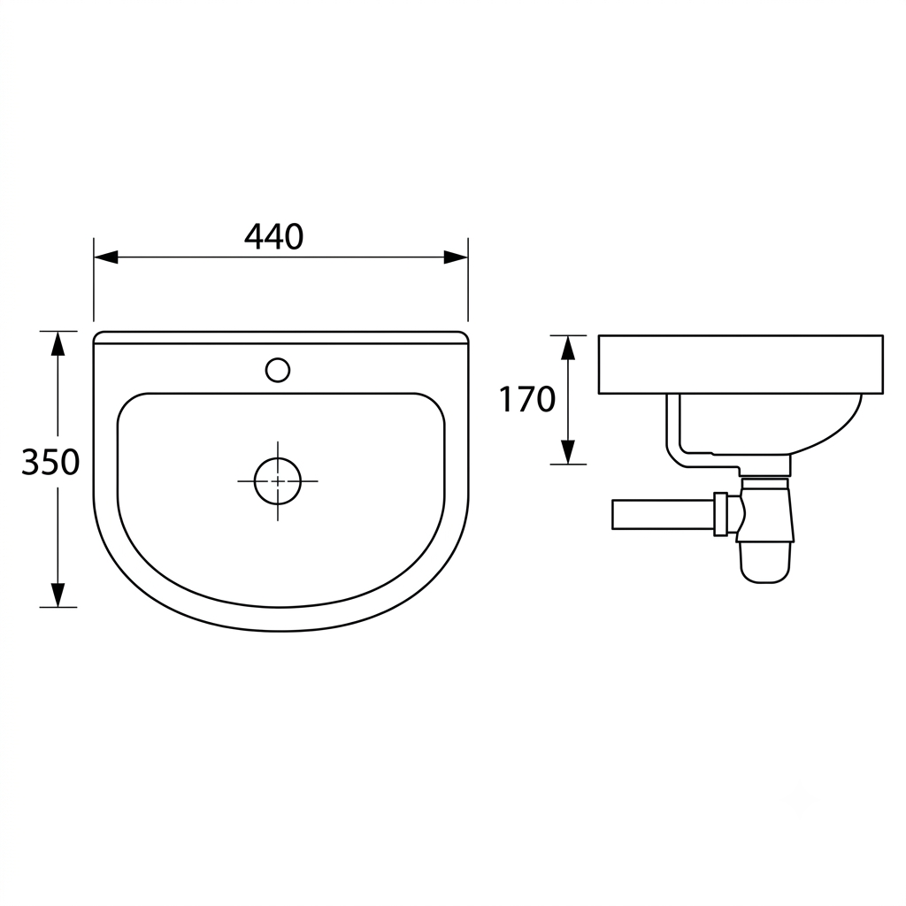 DOCASA B305 440mm Ceramic Wall Hung Basin Sinki Tandas Bilik Mandi For Bathroom, Dining Area, And Outdoor