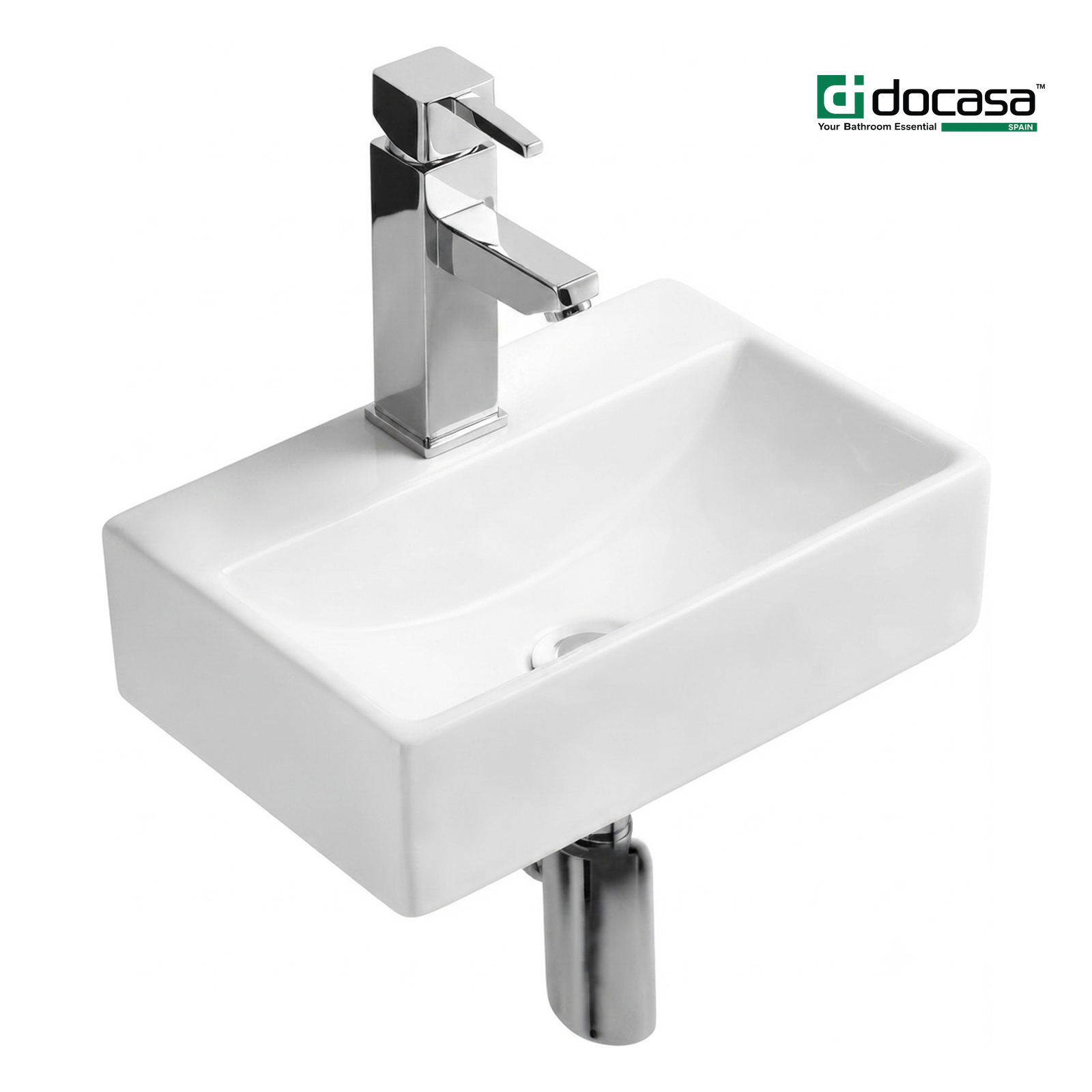 DOCASA B302 360mm Ceramic Wall Hung Basin Sinki Tandas Bilik Mandi For Bathroom, Dining Area, And Outdoor