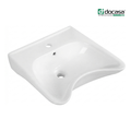DOCASA B660 560mm Handicap & Clinical Ceramic Wash Basin | Versatile Counter Top or Wall Hung with Tap Hole, Overflow & Cap.