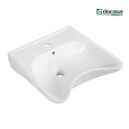 DOCASA B660 560mm Handicap & Clinical Ceramic Wash Basin | Versatile Counter Top or Wall Hung with Tap Hole, Overflow & Cap.