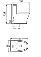Docasa A333 P-trap 180mm S-Trap 200mm 250mm Bathroom One Piece Rimless Washdown WC Water Closet 1 Piece Jamban Duduk