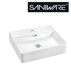 Saniware WB-425 500mm Ceramic White Wall Hung Basin Sinki Tandas Bilik Mandi For Standard Vanity, Bathroom & Renovation Projects