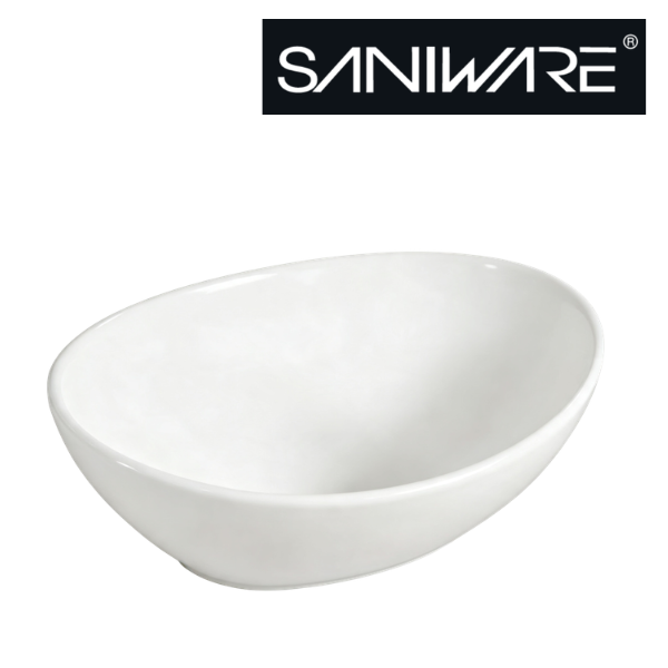 Saniware WB-411 410mm Ceramic White Above Counter Art Basin Sinki Tandas Bilik Mandi For Modern Vanity, Powder Room & Renovation Projects