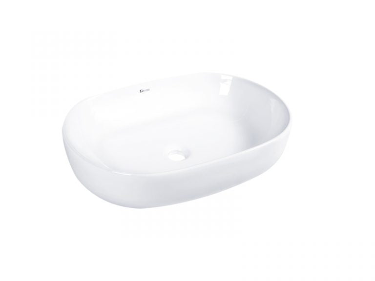 DOCASA K105A 590mm Ceramic White Counter Top Basin Sinki Tandas Bilik Mandi For Bathroom,Dining Area, And Outdoor Murah