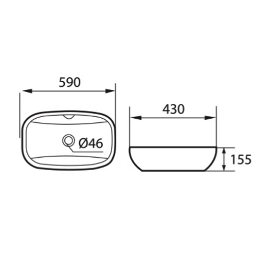 DOCASA K149A 590mm Ceramic White Counter Top Basin Sinki Tandas Bilik Mandi For Bathroom,Dining Area, And Outdoor Murah