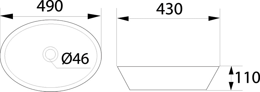 DOCASA K164 490mm Ceramic White Semi Recesses Basin Sinki Tandas Bilik Mandi Bathroom,Dining Area, And Outdoor Murah