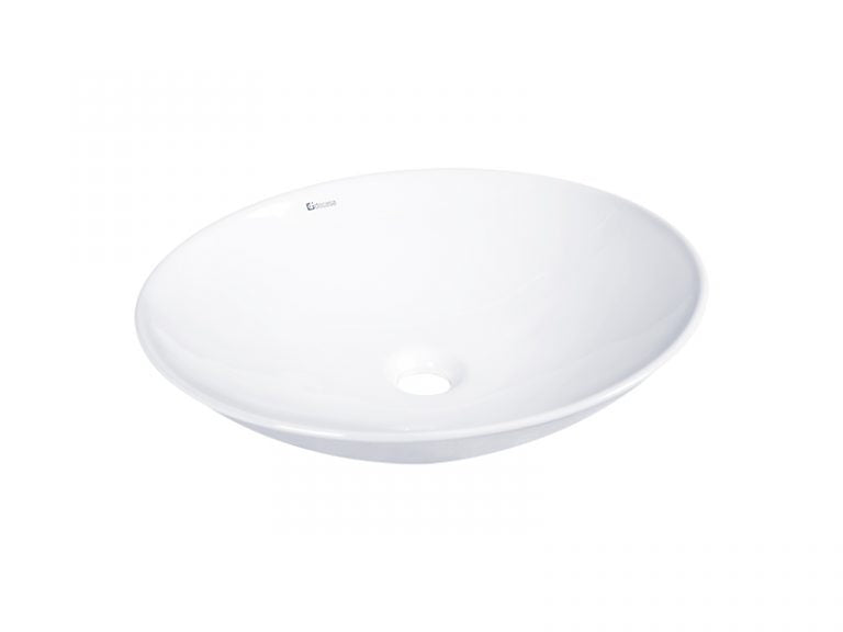 DOCASA K164 490mm Ceramic White Semi Recesses Basin Sinki Tandas Bilik Mandi Bathroom,Dining Area, And Outdoor Murah