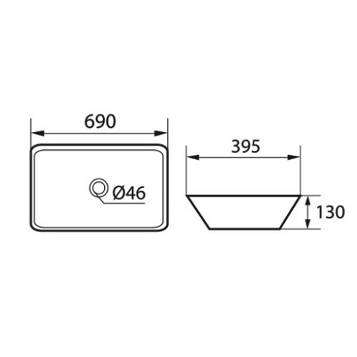 DOCASA K182 690mm Ceramic White Counter Top Basin Sinki Tandas Bilik Mandi For Bathroom,Dining Area, And Outdoor Murah