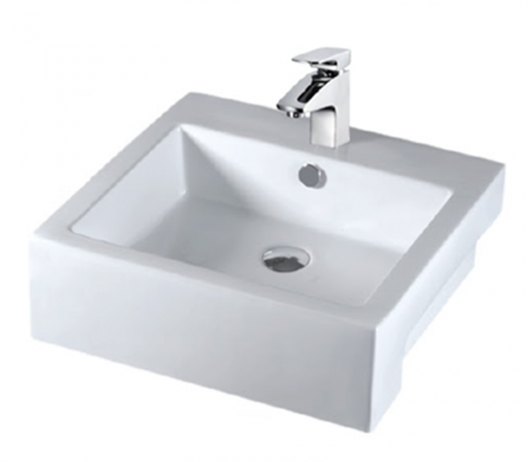 DOCASA K18SR 530mm Ceramic White Semi Recesses Basin Sinki Tandas Bilik Mandi Bathroom,Dining Area, And Outdoor Murah