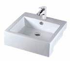 DOCASA K18SR 530mm Ceramic White Semi Recesses Basin Sinki Tandas Bilik Mandi Bathroom,Dining Area, And Outdoor Murah