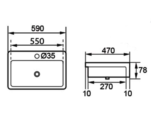 DOCASA K319SR 590mm Ceramic White Semi Recesses Basin Sinki Tandas Bilik Mandi Bathroom,Dining Area, And Outdoor Murah