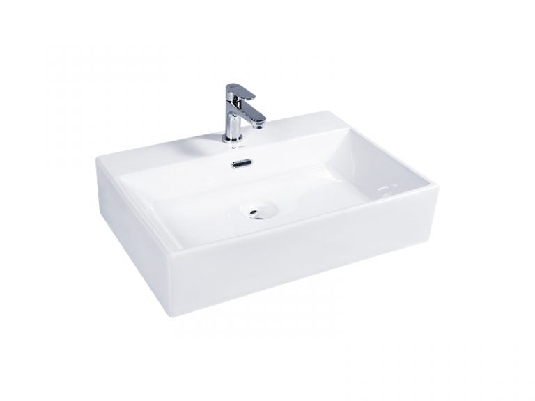 DOCASA K381 605mm Ceramic White Counter Mounting Basin Sinki Tandas Bilik Mandi For Bathroom,Dining Area,Outdoor Murah