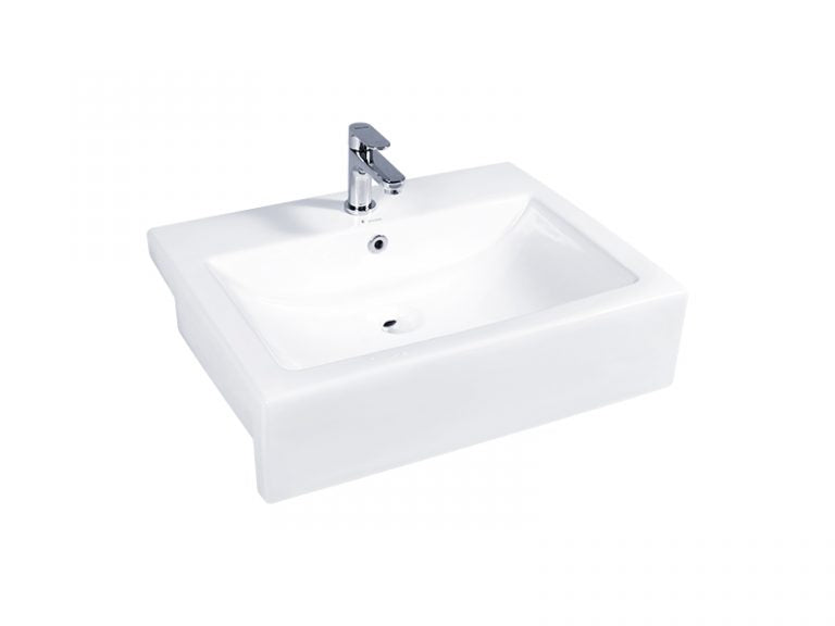 DOCASA K98SR 610mm Ceramic White Semi Recesses Basin Sinki Tandas Bilik Mandi Bathroom,Dining Area, And Outdoor Murah