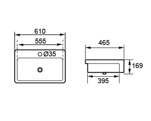 DOCASA K98SR 610mm Ceramic White Semi Recesses Basin Sinki Tandas Bilik Mandi Bathroom,Dining Area, And Outdoor Murah