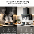 LIVINOX LCH-SUGI DC-90FB Black Cooker Hood – 2800 m³/h Powerful Suction, BLDC LGH Series Gas Hob Combo