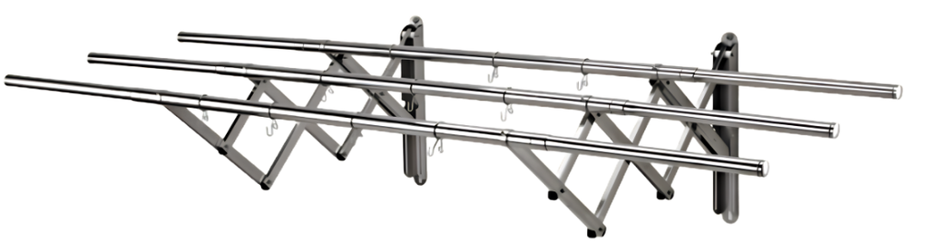 Retractable Wall Mount Clothes Hanger | Stainless Steel Silver (3ft - 5.5ft)