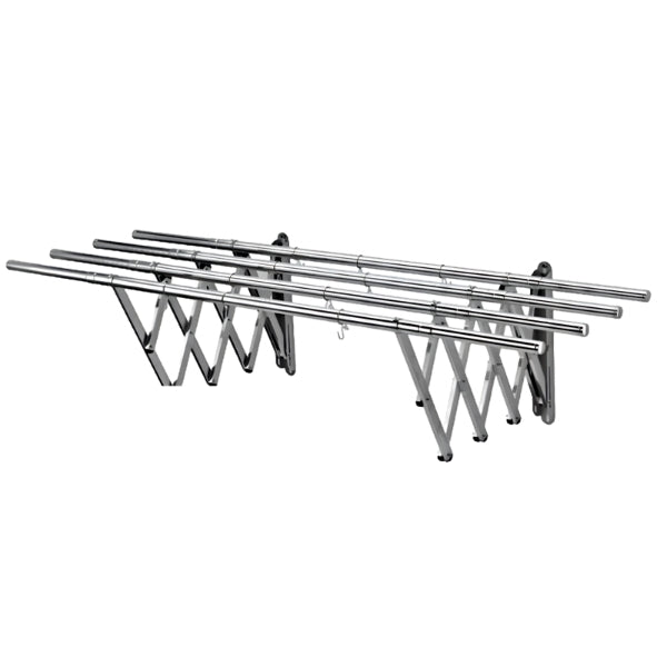 Retractable Wall Mount Clothes Hanger | Stainless Steel Silver (3ft - 5.5ft)